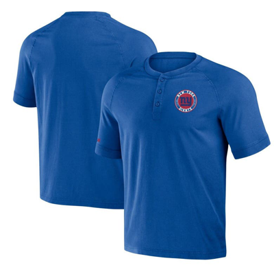 Nfl X Darius Rucker Collection By Fanatics Royal New York Giants Washed Raglan Henley T-shirt