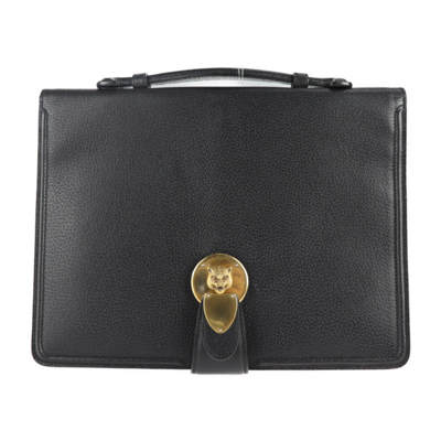 Gucci Animalier Black Leather Briefcase Bag ()
