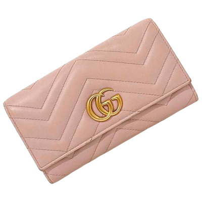 Gucci Gg Marmont Pink Leather Wallet  ()