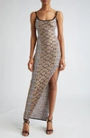 BALMAIN SEQUIN EMBELLISHED PYTHON JACQUARD MAXI DRESS