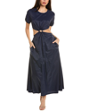 Staud Navy Calypso Midi Dress In Blue