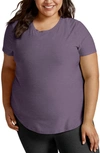 Beyond Yoga On The Down Low Jersey T-shirt In Purple Haze Heather