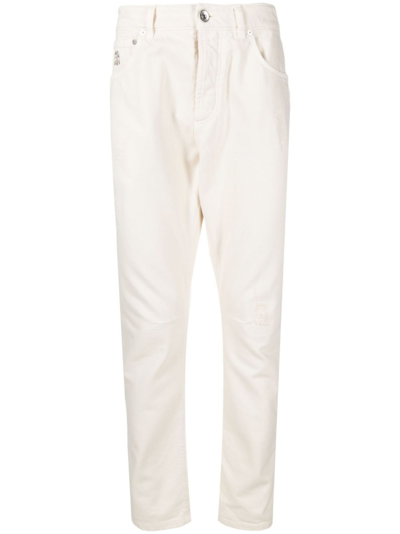 Brunello Cucinelli White Straight-leg Jeans In Neutrals