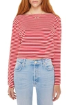 Mother The Skipper Bell Striped Top In Red And Natural