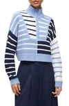 Staud Cropped Hampton Cotton Sweater In Adriatic Stripe