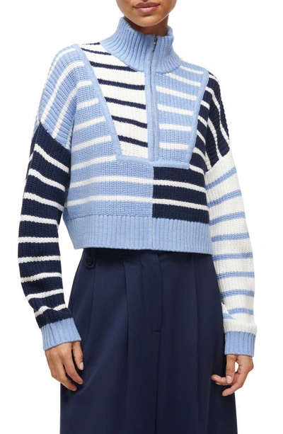 Staud Cropped Hampton Cotton Jumper In Adriatic Stripe