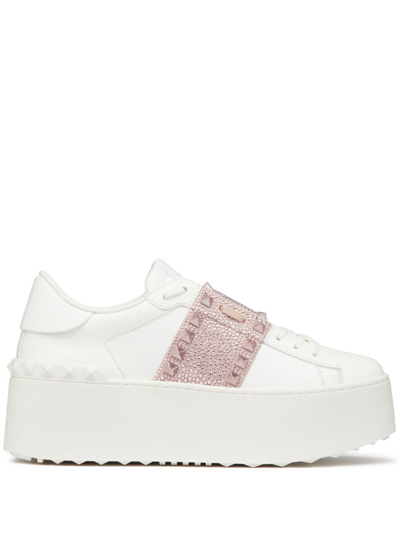 Valentino Garavani Rockstud Untitled 57mm Platform Trainers In White