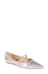 Stuart Weitzman Emilia Mary Jane Flat In Ballet Iridescent Patent