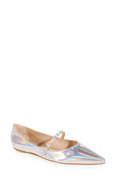 Stuart Weitzman Emilia Mary Jane Flat In Ballet Iridescent Patent