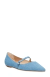 Stuart Weitzman Emilia Denim Mary Jane Ballerina Flats In Washed Denim