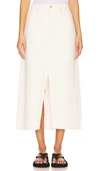 Frame The Midaxi Skirt Angled Seam Raw After Ecru Denim In Ivory