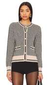 Autumn Cashmere Textured Two Tone Cardigan In Black,neutral