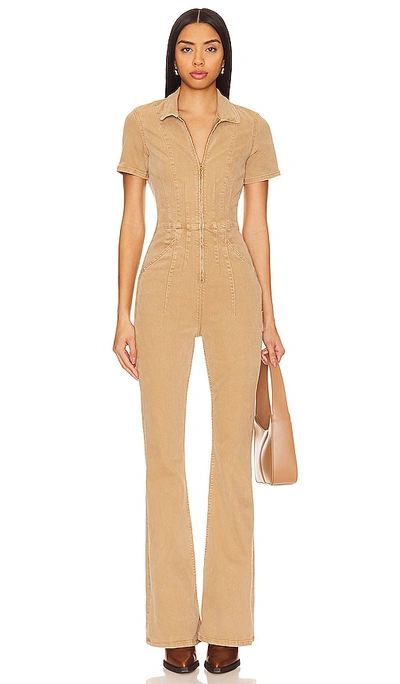 Free People Jayde Flare Jumpsuit In Tan