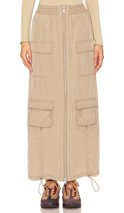H:ours Emerson Maxi Skirt In Faded Khaki