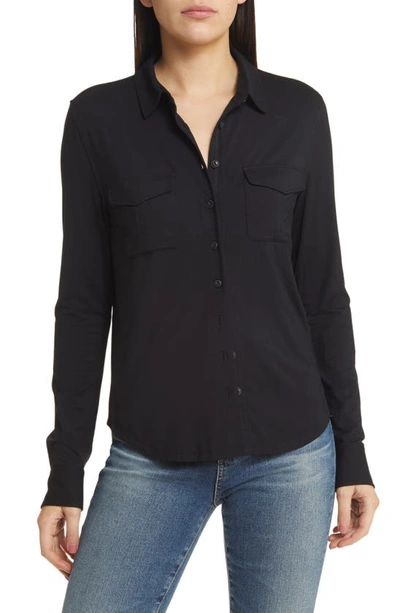 Rag & Bone Luca Long Sleeve Button-up Shirt In Black