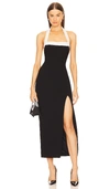 Nicholas Jane Midi Dress In Solid Black & Milk