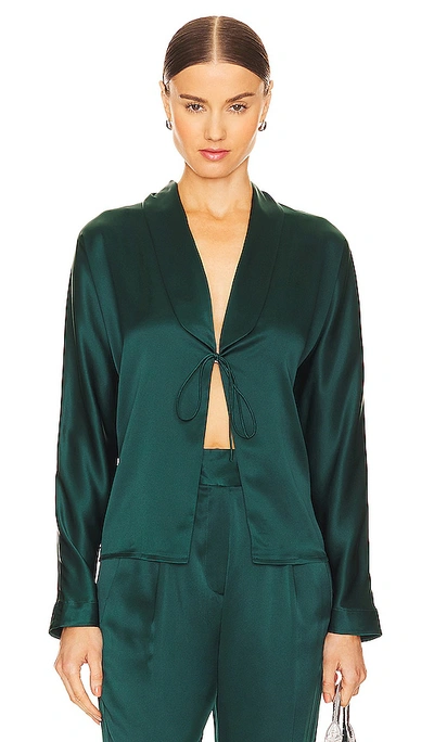 The Sei Shawl Collar Blouse In Forest