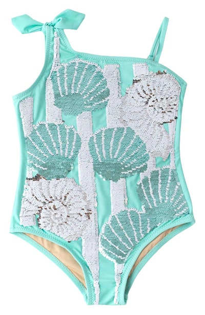Shade Critters Kids' Flip Sequin One-piece Swimsuit In Mint