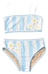 SHADE CRITTERS KIDS' CABANA DAISY STRIPE TWO-PIECE SWIMSUIT