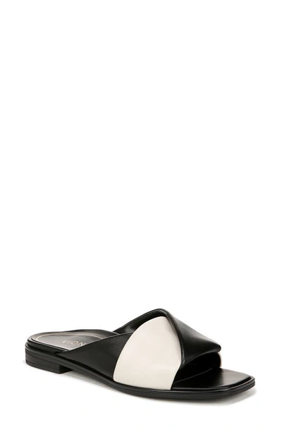 Vionic Miramar Slide Sandal In Black/ Cream