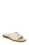 Vionic Miramar Womens Leather Peep-toe Slide Sandals In Cream