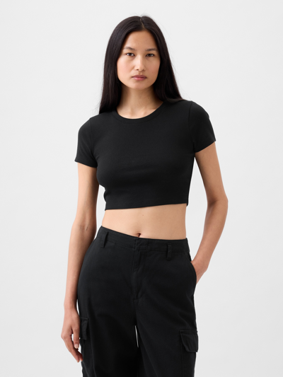 Gap Modern Cropped T-shirt In Black