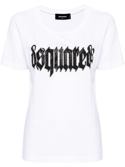 Dsquared2 Logo Cotton T-shirt In Blanco