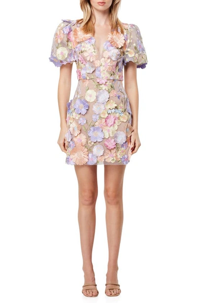 Elliatt Elliat Anthea 3d Floral Mini Dress In Multicolor