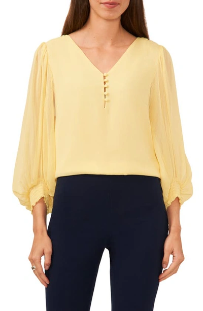Halogen Blouson Sleeve V-neck Popover Top In Sunshine
