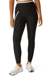 Beyond Yoga Out Of Pocket Side Stripe High Waist Pocket Leggings In Darkest Night Cloud White