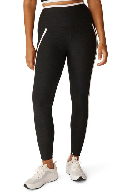 Beyond Yoga Out Of Pocket Side Stripe High Waist Pocket Leggings In Darkest Nightclou