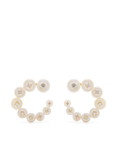 Fernando Jorge 18k Yellow Gold Surrounding Circle Small Diamond And Pearl Earrings