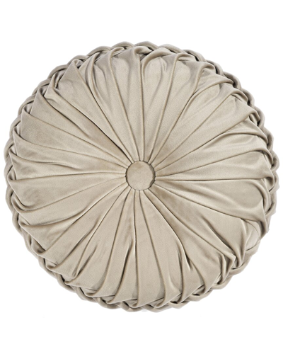 Triangle Home Fashions Lush Decor Round Pleated Soft Velvet Decorative Pillow In Taupe