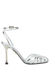 ALEVÌ 'ALLY' SILVER SANDALS WITH CAGED DESIGN IN LEATHER WOMAN