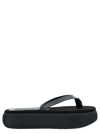 OSOI 'BOAT' BLACK FLIP FLOPS WITH CHUNKY SOLE IN LEATHER WOMAN