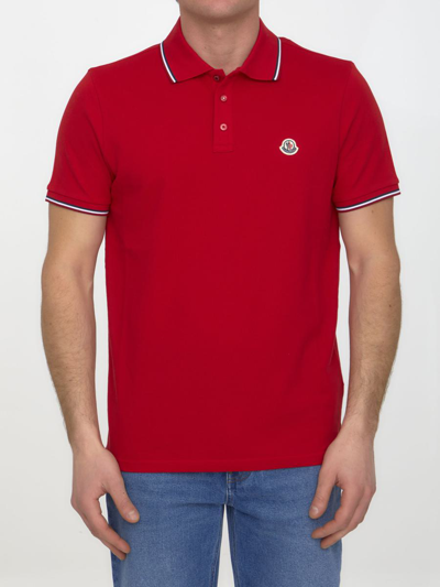 Moncler Logo-embroidered Polo Shirt - 红色 In Red