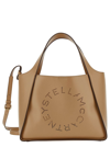 STELLA MCCARTNEY BEIGE TOTE BAG WITH PERFORATED LOGO LETTERING DETAIL AT THE FRONT IN FAUX LEATHER WOMAN