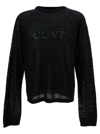 RICK OWENS BLACK LONG SLEEVE TOP WITH CUNT WRITING IN WOOL MAN