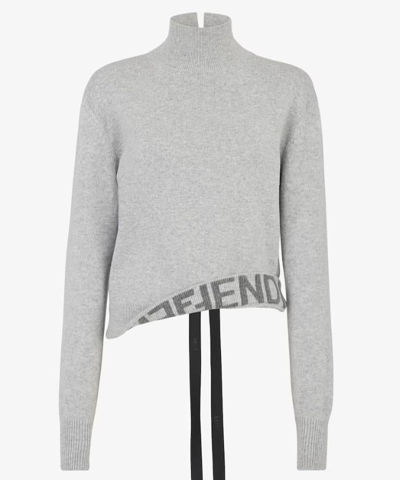 Fendi Wool And Cashmere Sweater In Grey Melange