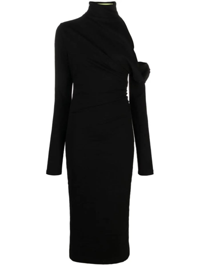 Gauge81 Teresa Asymmetric Midi Dress In Black