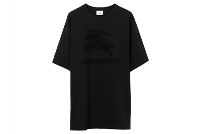 Pre-owned Burberry Embroidered Ekd Cotton T-shirt Black