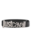 Just Cavalli Logo-lettering Leather Belt In Black