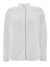 BRUNELLO CUCINELLI WHITE SHIRT WITH MONILE DETAIL IN COTTON BLEND WOMAN