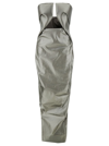 RICK OWENS 'PROWN' MAXI SILVER DRESS WITH CUT-OUT DETAIL IN STRETCH COTTON WOMAN