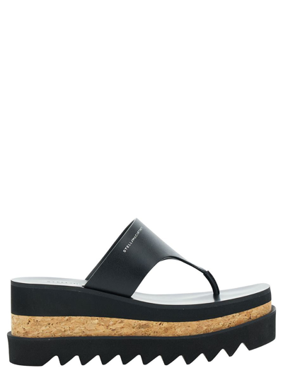 STELLA MCCARTNEY BLACK THONG SANDALS WITH SNEAK-ELYSE PLATFORM IN ECO LEATHER WOMAN