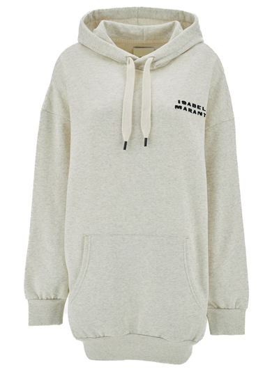 ISABEL MARANT OVERSIZED BEIGE HOODIE WITH CONTRASTING LOGO PRINT IN COTTON WOMAN