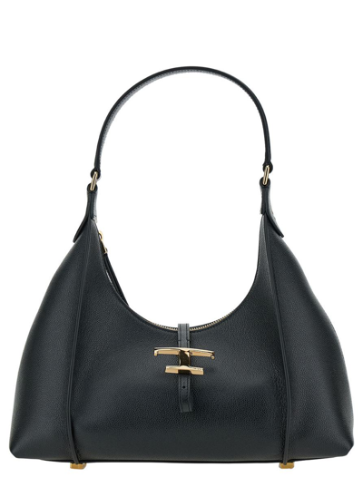 TOD'S BLACK SHOULDER BAG WITH T TIMELESS CHARM IN LEATHER WOMAN