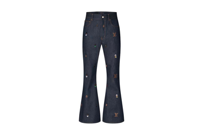 Pre-owned Louis Vuitton Embroidered Bootcut Denim Pants Henry Taylor Indigo