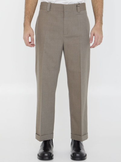 Bottega Veneta Wool Twill Trousers In Brown