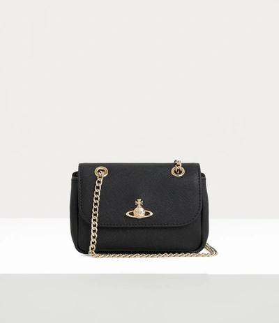 Vivienne Westwood Saffiano Small Purse With Chain In Black